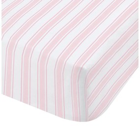 Lenzuolo in cotone rosa e bianco , 90 x 190 cm Check and Stripe - Bianca