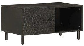 Tavolino Da Salotto Nero 80x50x40 Cm İn Legno Massello Di Mango /