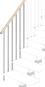 Balaustra in kit IRIS Vida in legno argento, corrimano in legno bianco, L 120 cm fissaggio a pavimento