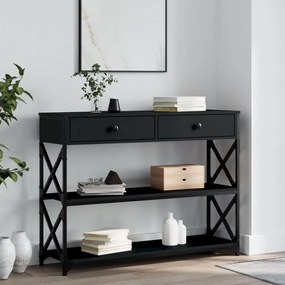 Tavolino Consolle Nero 100x28x75 Cm İn Legno Multistrato /