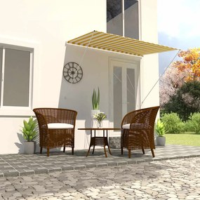 Tenda Da Sole Retrattile 200x150 Cm Giallo E Bianco /