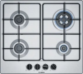 Bosch Serie 4 PGH6B5B80. Colore del prodotto: Nero, Acciaio inox, Posizionamento dell'apparecchio: Da incasso, Tipo di piano cottura: Gas. Tipo di
