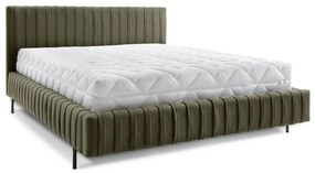 Letto matrimoniale imbottito verde con contenitore e rete inclusi 160x200 cm Plissa – ELTAP