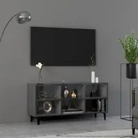 Mobile TV con Gambe in Metallo Grigio Lucido 103,5x30x50 cm 805958