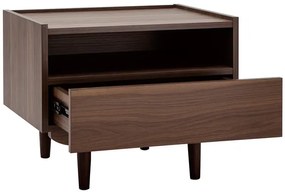 Comodino con cassetto in legno scuro SANAA