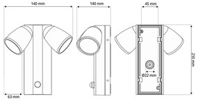 Applique da Esterno IP65 2xGU10 con Sensore movimento AXIS - Grigia