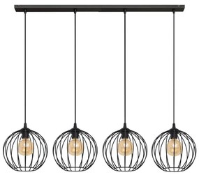 Lampadario su corda MERCURE 4xE27/15W/230V nero