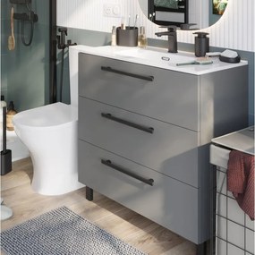 Base Remix 3 cassetti, L80 X P39 X H57.7 cm grigio cemento, con piedini