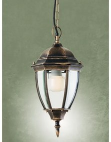 Redo 9607 - Lampadario da esterno a sospensione con catena SEVILLA 1xE27/42W/230V IP44 oro/patina