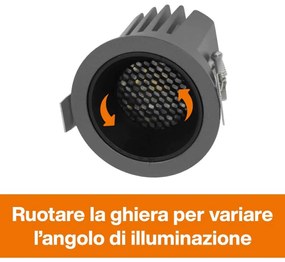 Faro da Incasso Nero 8W, Foro Ø55mm, CCT, 15°-55° con driver Philips Colore Bianco Variabile CCT