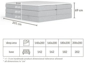 Letto boxspring grigio chiaro con contenitore/senza testiera 140x200 cm Juniper – Maison de Rêve