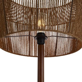 Lampada da terra in legno di noce con paralume in corda di carta marrone 50/50/30 - Mels