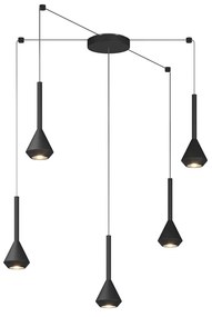 Lampadario Moderno Aygo Metallo Nero 5 Luci Gu10