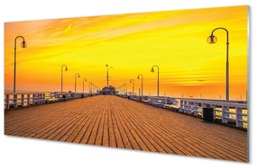 Quadro in vetro acrilico Pier Pier Sunset Sunset Sea 100x50 cm