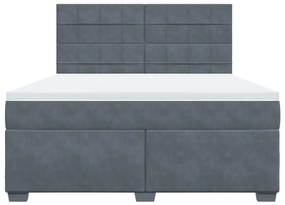 Giroletto a molle con materasso grigio scuro 180x200 cm velluto