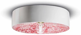 Plafoniera Grande Vintage Decò Pi Ceramica Ming Rosso 1 Luce E27