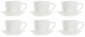 Set di Tazze da Caffè DKD Home Decor Naturale Legno d'albero della gomma Bianco Gres 150 ml