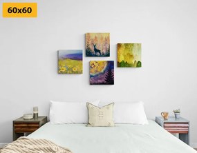 Set di quadri – Storia di un cervo in imitazione di pittura a olio