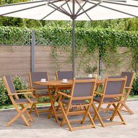 Set Pranzo Da Giardino 7 Pz Antracite Tessuto E Legno Massello /