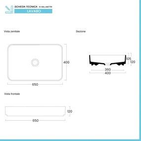 Lavabo da appoggio rettangolare 65 in ceramica bianco lucido Epsilon