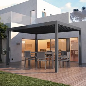 Pergola bioclimatica 392x300 cm in alluminio grigio - Spell