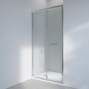Porta doccia pieghevole Easy L 100 x H 190cm, Sp. 6 mm in vetro vetro senza finitura / trasparente profilo cromo