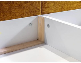 Letto matrimoniale imbottito giallo con contenitore con griglia 180x200 cm Louise - Bobochic Paris