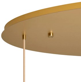 Lampada a sospensione Art Déco ottone con rosone ovale e vetro ambrato 6 luci - Douglass