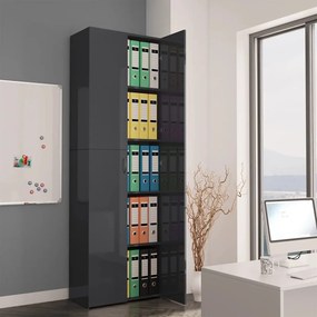 Armadio Per Ufficio Grigio Lucido 60x32x190cm Legno Multistrato /