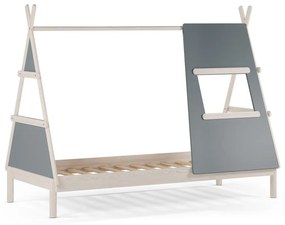 Letto da bambini a forma di casa verde polveroso in pino massiccio con rete inclusa 90x200 cm Enola – Marckeric
