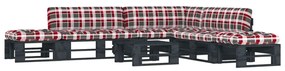 Set divani in pallet con cuscini 6 pz in pino impregnato nero