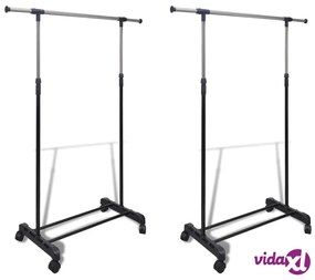 vidaXL Appendiabiti Regolabili 2 pz con 1 Asta per Abiti