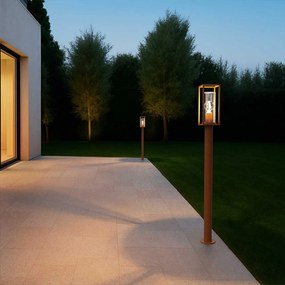 Paletto da Giardino Corten 100cm Base E27 - Serie PRISM Colore Corten