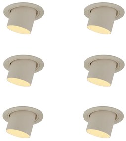 Set di 6 faretti da incasso beige GU10 50mm rotondi orientabili e inclinabili - Installa