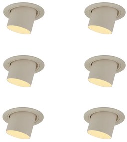 Set di 6 faretti da incasso beige GU10 rotondi da 50mm orientabili e inclinabili - Installa