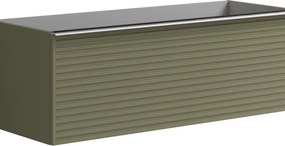 Mobile da bagno sospeso sotto lavabo L 120 x H 40 x P 45.5 cm verde laccato, 2 cassetti Pixel stripes