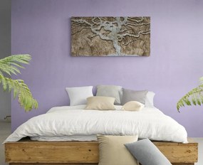 Quadro su tela – Albero astratto su legno in tonalità beige