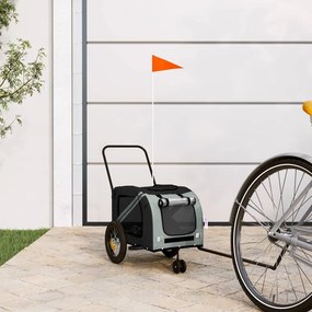 Rimorchio Da Bici Per Animali Grigio E Nero Oxford E Ferro /