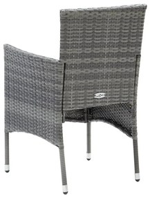 Set da Pranzo per Giardino 5 pz con Cuscini Polyrattan Grigio