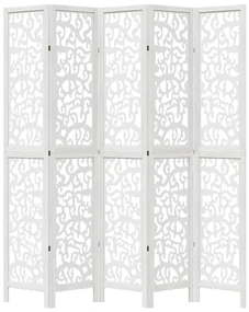 Divisorio ambienti 5pannelli bianco legno massello di paulownia