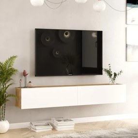 Mobile Tv Sospeso 180x32x30 Effetto Legno Rovere e Bianco Future