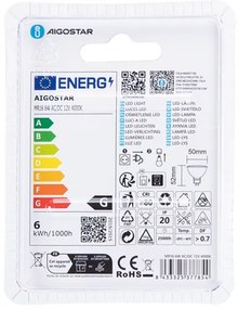 Lampadina LED MR16 GU5,3/6W/12V 4000K - Aigostar
