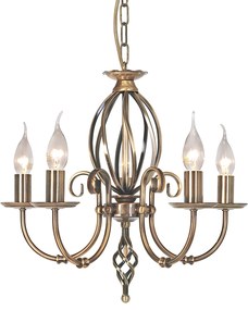 Lampadario Classico Artisan Acciaio Ottone Anticato 5 Luci E14