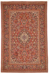 Kashan Tappeto 210x140 Rosso (Iran) Annodato A Mano