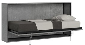 Letto a scomparsa singolo Kando con Materasso in Waterfoam e Design Elegante, L.199,9 P.39,2 H.97,4 cm (aperto P.106 cm) / Cemento