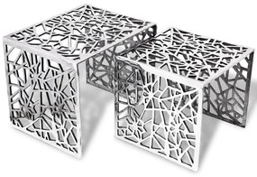 Set 2 Tavolini Quadrati Alluminio Argento