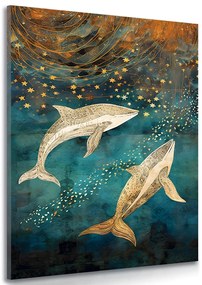 Quadro su tela – Balene nell'oceano magico