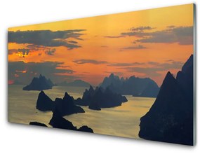 Quadro acrilico Paesaggio della montagna della roccia del mare 100x50 cm