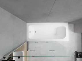 Mexen Vega vasca rettangolare 150 x 70 cm con rivestimento e schermo a 3 ante 120 cm, trasparente, cromo - 550115070X9012030100