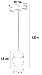 Lampada a sospensione nera moderna per sistema a binario monofase con LED - Magnetic Eggy